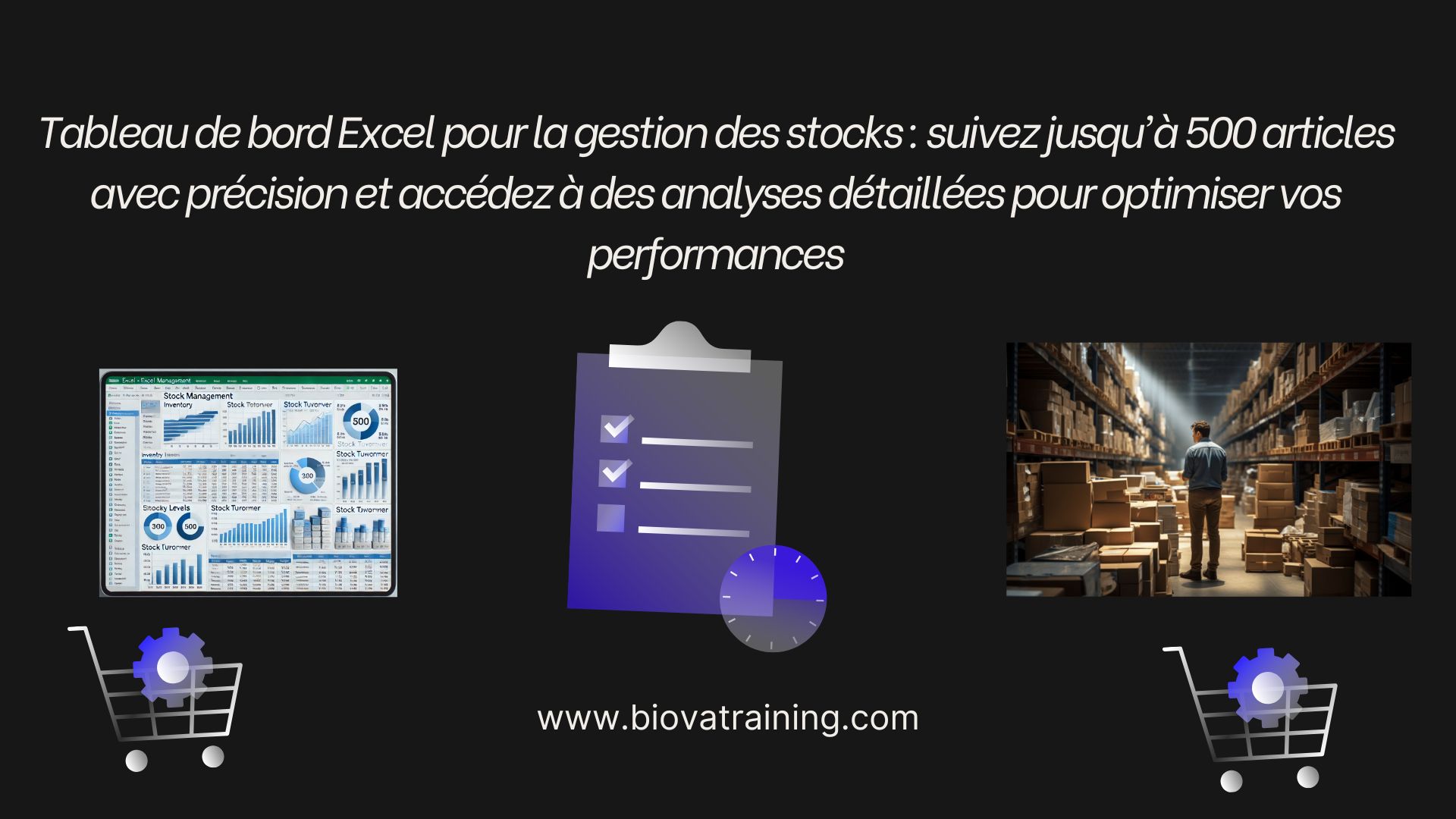 Tableau de bord de gestion des stocks sur Excel, adapté à un maximum de 500 articles